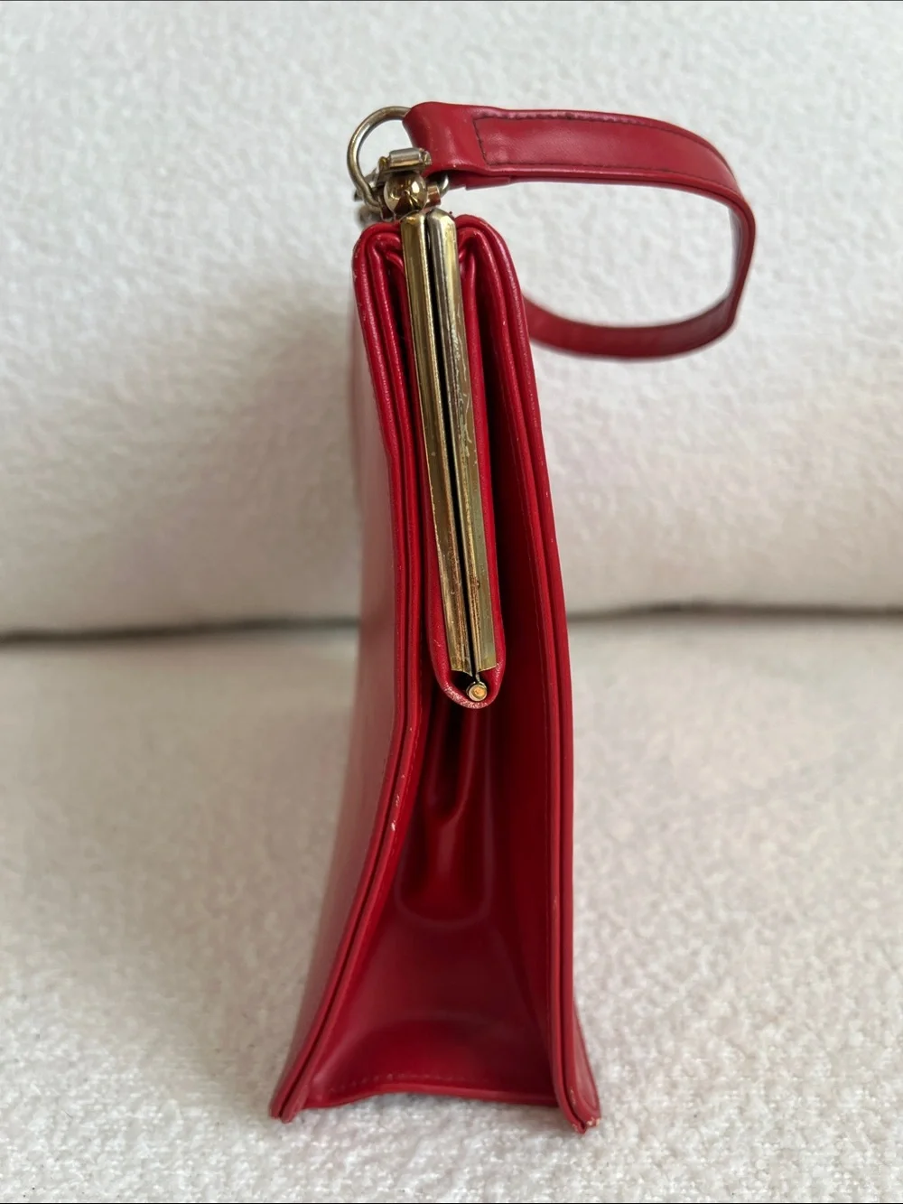 1950s Vintage Red Leather Top-Handle Bag